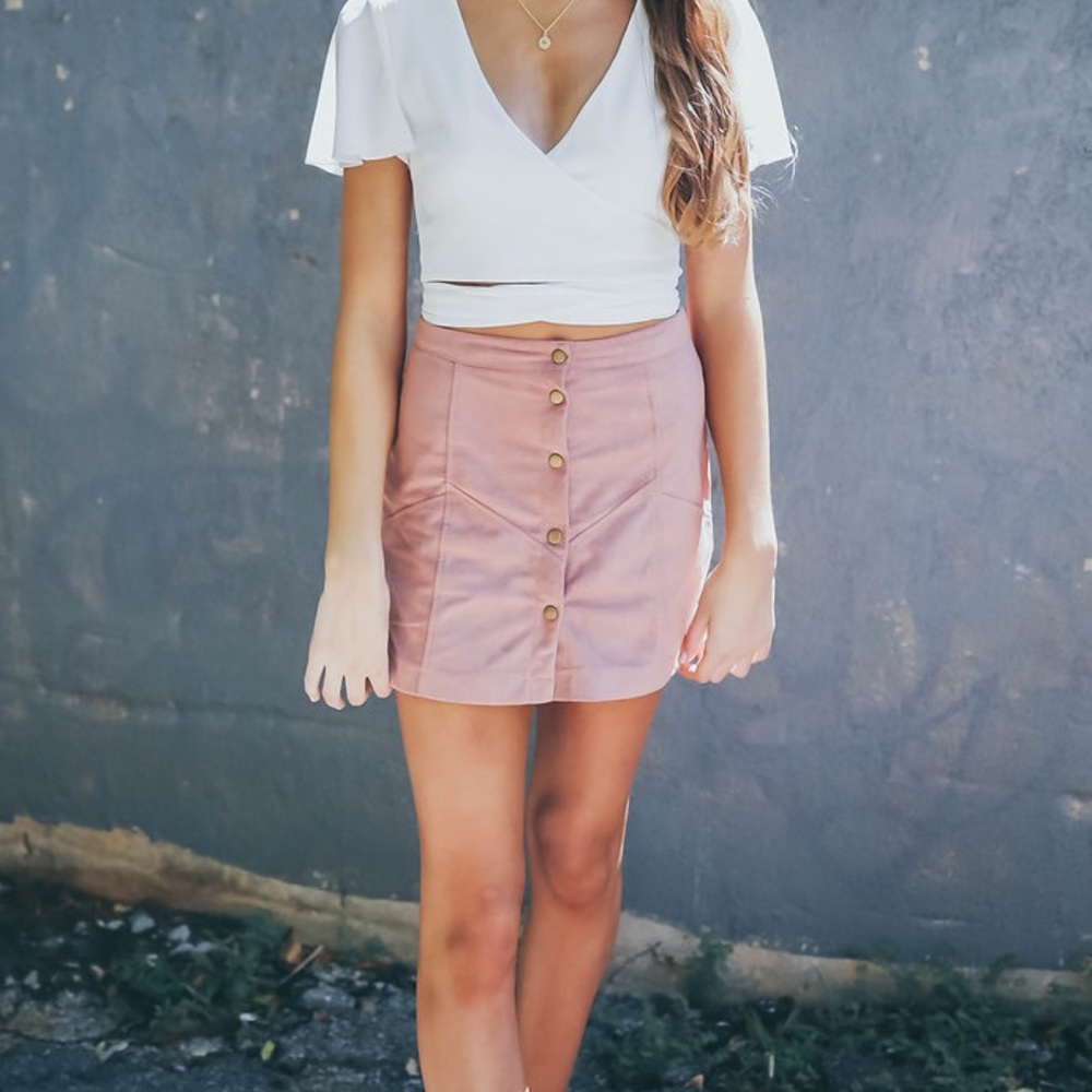 Pink Suede Skirt